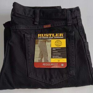 Rustler Men's Jeans Black Regular Fit Straight Leg 36 X 30 NOS